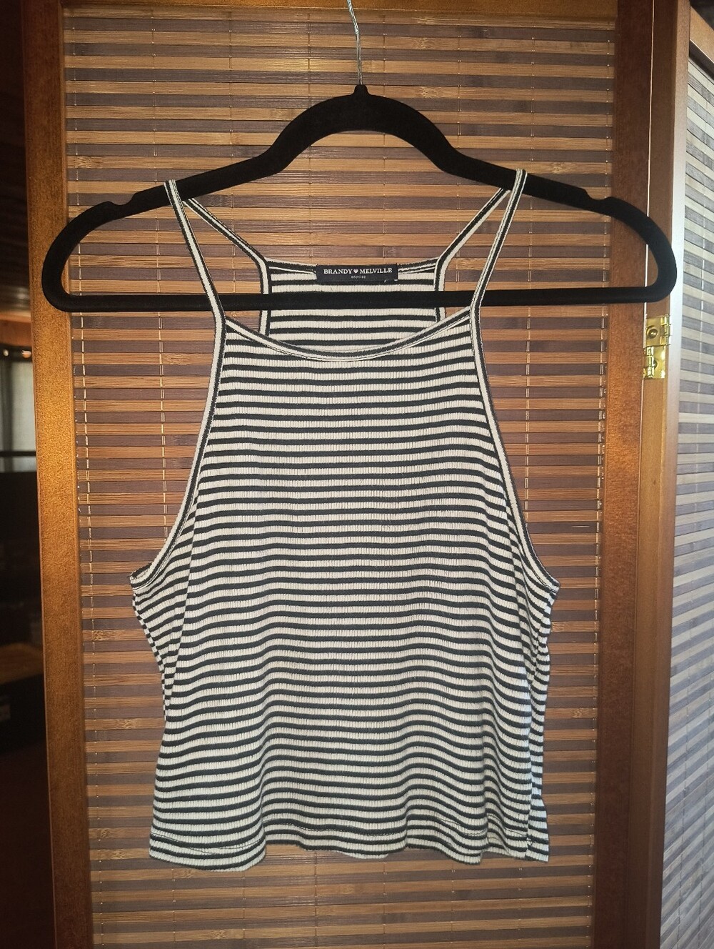 Brandy Melville Black and White Ribbed Striped Tank One Size